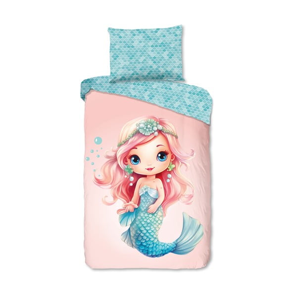 Plava/ružičasta pamučna dječja posteljina za krevet za jednu osobu 140x200 cm Alisse – Good Morning