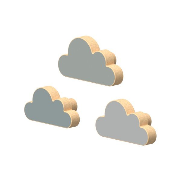 Svijetlo plave zidne kuke u setu 3 kom od masivne bukve Cloud – Cam Cam Copenhagen