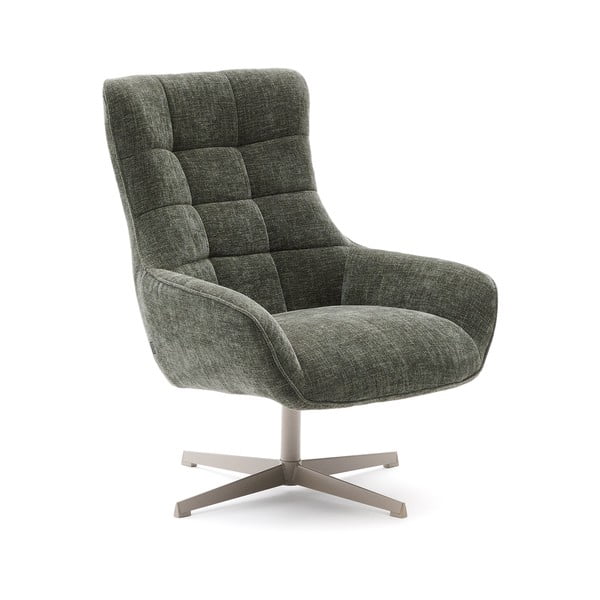 Okretna fotelja prljavo zelena od šenila Teryl – Kave Home