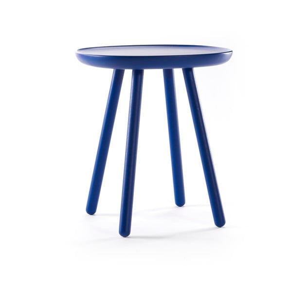 Plavi pomoćni stolić od punog drveta EMKO Naive, ø 45 cm