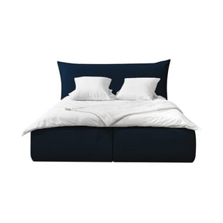 Bračni krevet presvučen tamnoplavim samtom s prostorom za pohranu s podnicom 160x200 cm Jade - Bobochic Paris