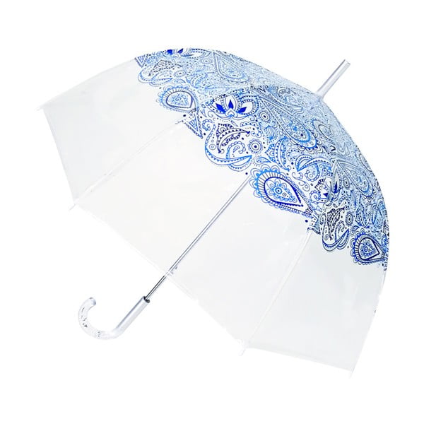 Ambiance Blue Paisley prozirni kišobran otporan na vjetar, ⌀ 85 cm