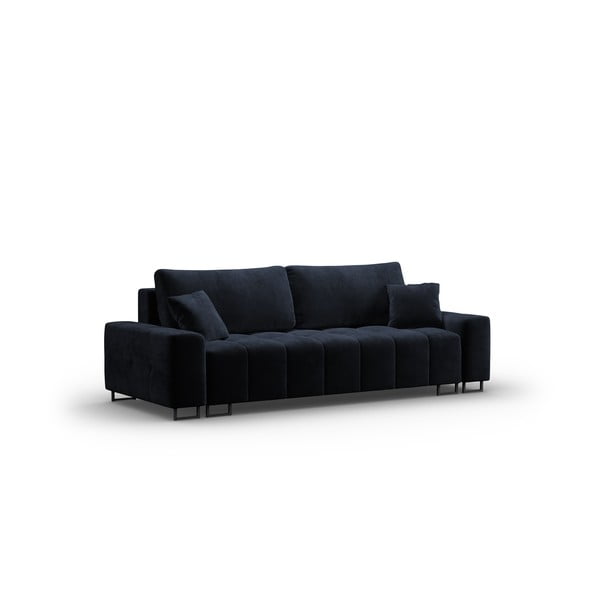 Tamno plava baršunasti sklopiva/s prostorom za odlaganje sofa 250 cm Wicklow – Cosmopolitan Design-image-2