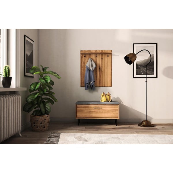 Zidna vješalica od hrastovine u prirodnoj boji s policom Abies - The Beds-image-1