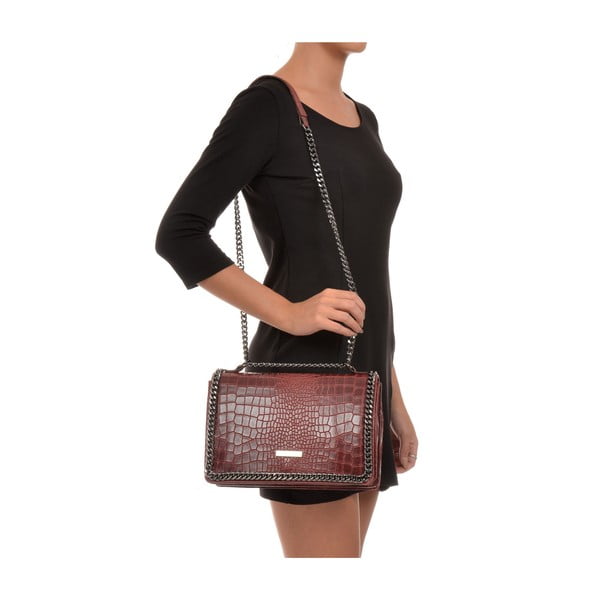 Crvena kožna torbica Carla Ferreri Chain-image-4