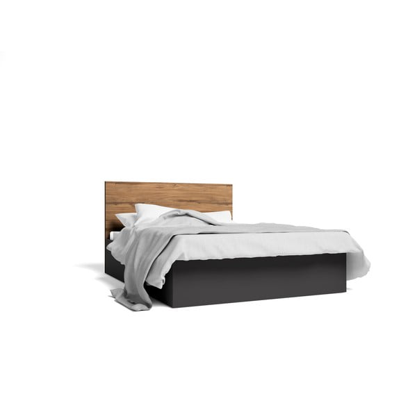 Crni bračni krevet s prostorom za odlaganje i podnicom 160x200 cm Malta - Marckeric