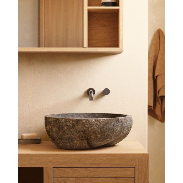 Sivi kameni okrugao umivaonik ø 40 cm Tetsu – Kave Home-image-1