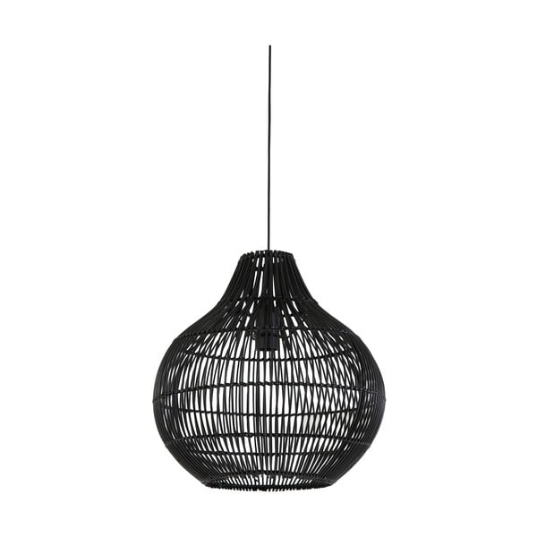 Crna stropna svjetiljka sa sjenilom od ratana ø 40 cm Pacino - Light & Living