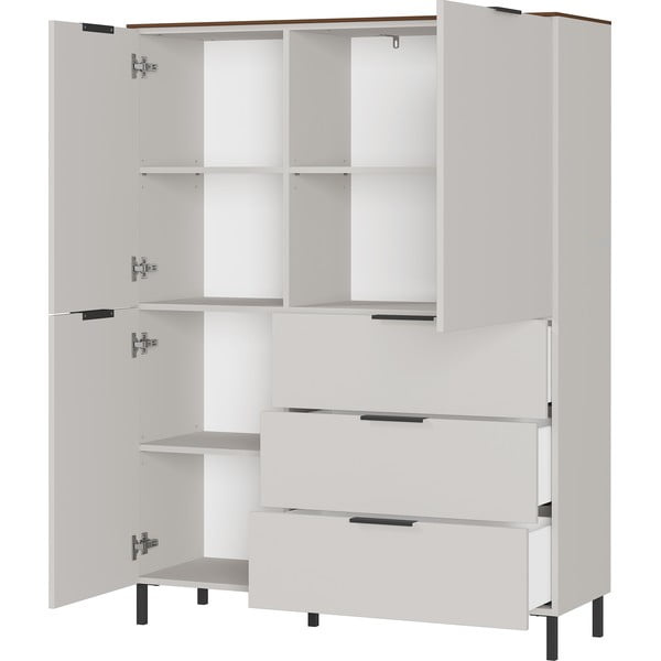 Sivo-bež visoka komoda u dekoru oraha 109x146 cm California - Germania-image-2