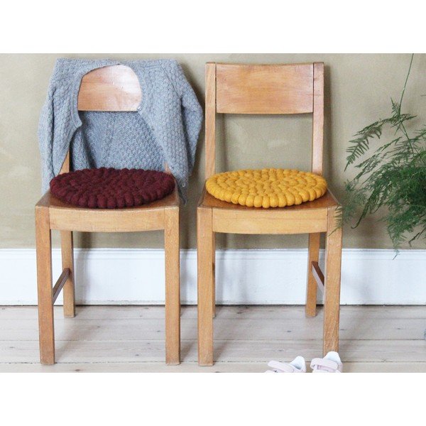 Dječje sjedalo od vunenih pompona u boji trule višnje Wooldot Ball Chair Pad, ⌀ 30 cm-image-4