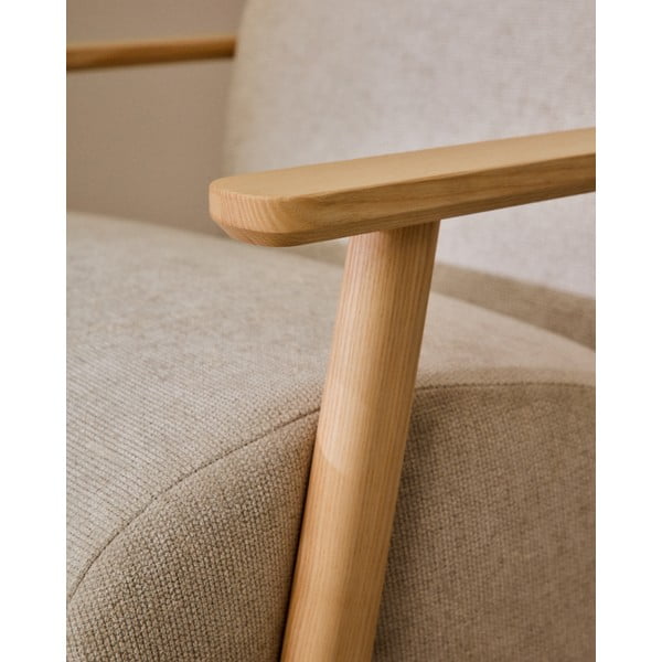 Bež/krem fotelja od šenila Meghan – Kave Home-image-1