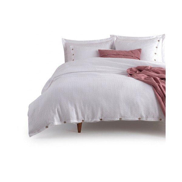 Bijela posteljina za krevet za jednu osobu od renforce pamuka 140x200 cm Como Striped – Mila Home Luxury