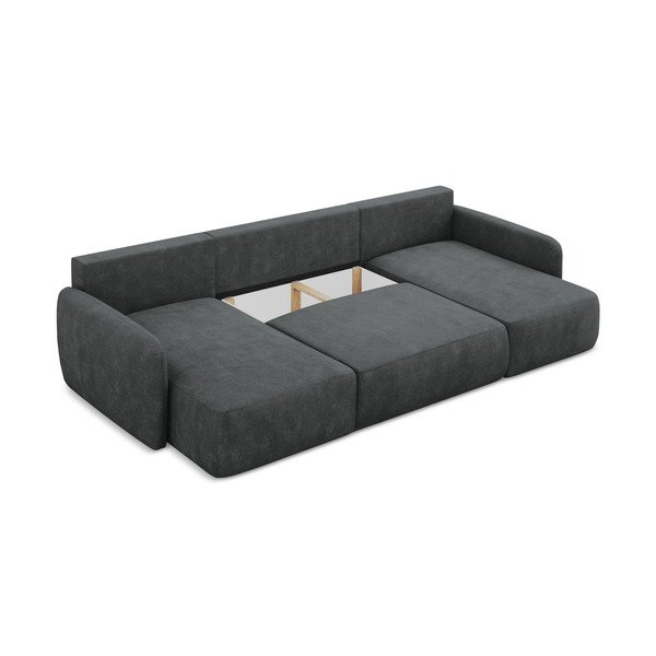 Tamno siva sklopiva/s prostorom za pohranu kutna garnitura od šenila (u obliku slova "U") Lilo – Makamii-image-3