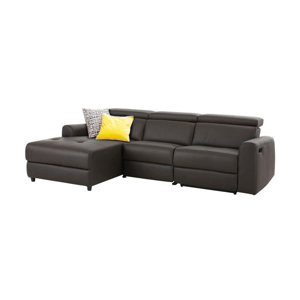 Tamno smeđa kožna kutna garnitura (s lijevim kutom) Capena – Støraa-image-2