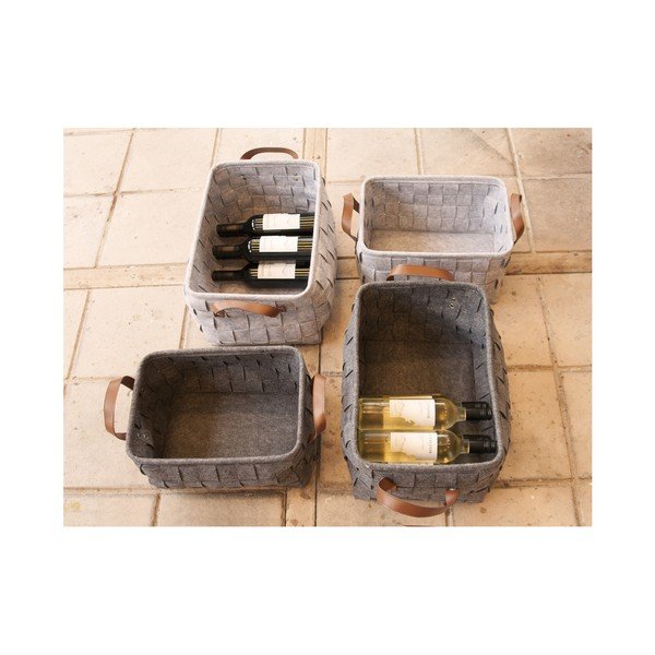 Svijetlo siva košara za odlaganje s kožnim ručkama PT LIVING Spremište, dužina 38 cm-image-1