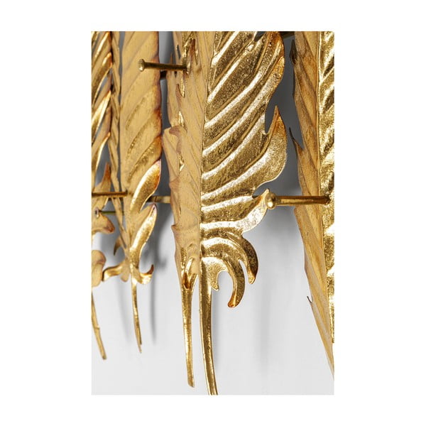 Metalna zidna vješalica u zlatnoj boji kare dizajnu list, širina 86 cm-image-2