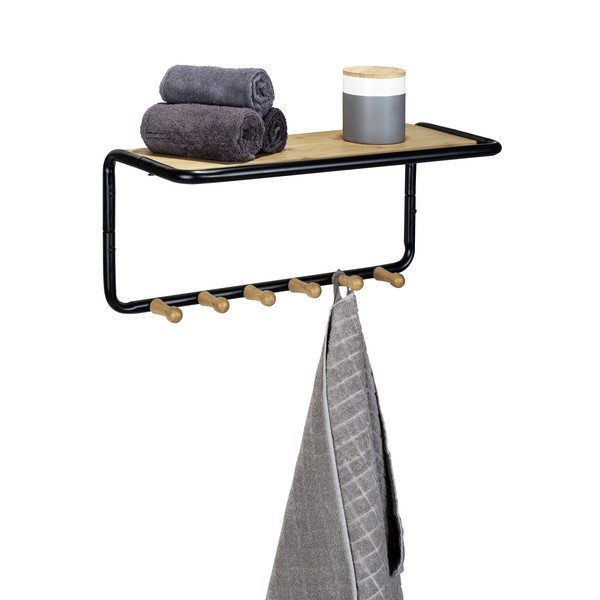 Crna/prirodna metalna zidna vješalica s policom Loft - Wenko-image-2