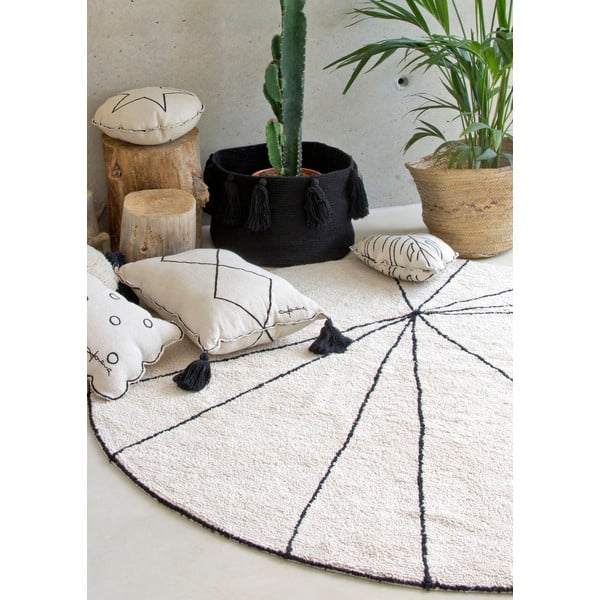 Krem periv/ručno rađen pamučan okrugao tepih ø 160 cm Trace Beige – Lorena Canals-image-1