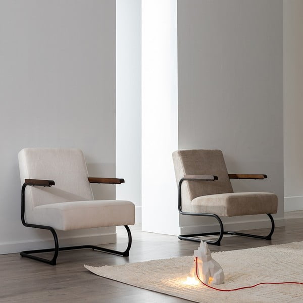 Smeđe-siva fotelja od šenila Industra – Ixia-image-4