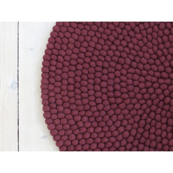 Tepih od vunenih pompona u boji trule višnje Wooldot Ball Rugs, ⌀ 140 cm