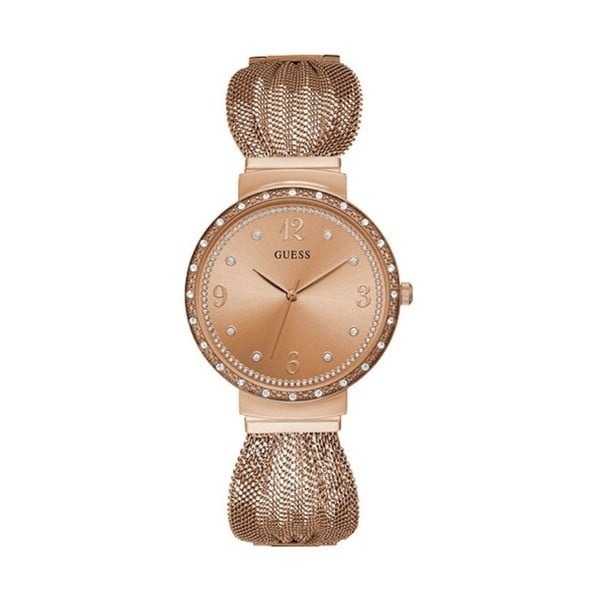 Ženski sat u ružičasto-zlatnoj boji s remenom od nehrđajućeg čelika Guess W1083L3