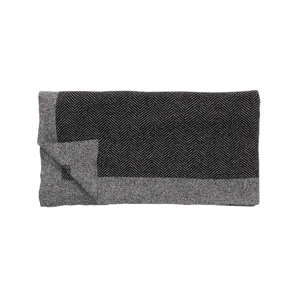 Crno-sivi pamučni prekrivač Hübsch Dust, 130 x 200 cm