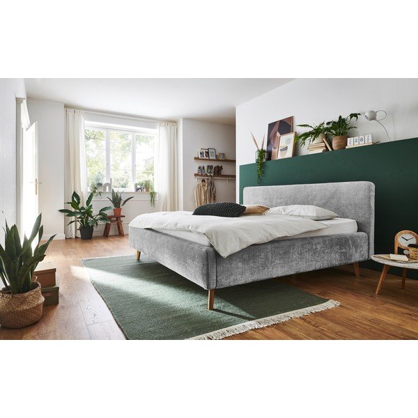 Sivi tapecirani bračni krevet bez podnice 160x200 cm Mattis – Meise Möbel-image-1
