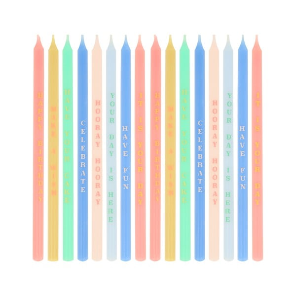 Svijeće za tortu u setu 16 kom Birthday Phrases – Meri Meri-image-2