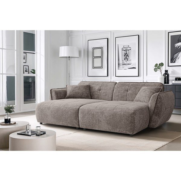 Smeđe-siva sofa od šenila s ležaljkom 252 cm Nelia Big – Ropez-image-1
