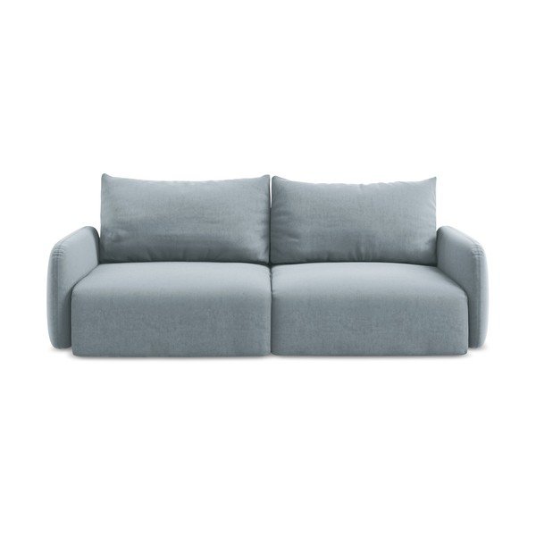 Plava baršunasti sklopiva/s prostorom za odlaganje sofa 238 cm Kalena – Makamii