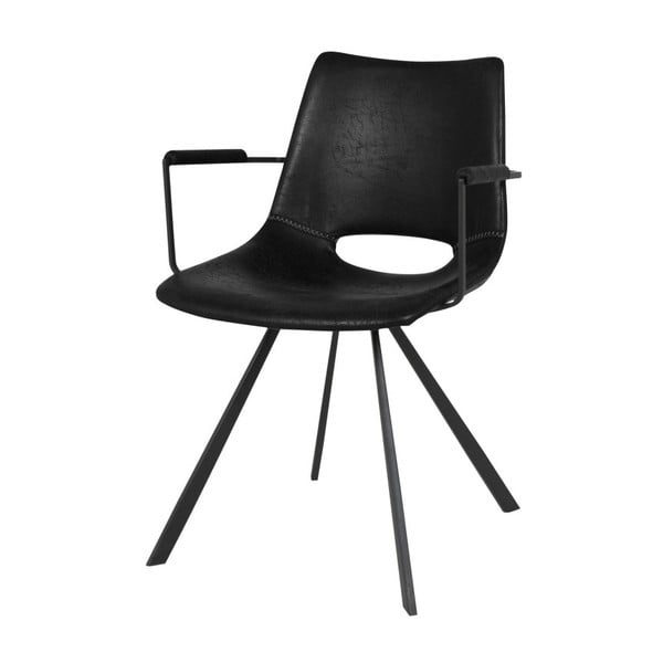 Crna stolica za blagovaonu s crnim metalnim nogama i naslonima za ruke Canetti Coronas