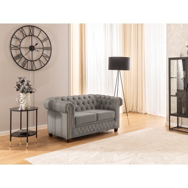Siva baršunasti sklopiva sofa 148 cm York Blik – Ropez-image-4
