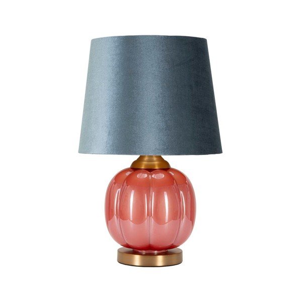 Crvena/plava staklena stolna lampa s tekstilnim sjenilom (visina 50 cm) Helene – Mauro Ferretti