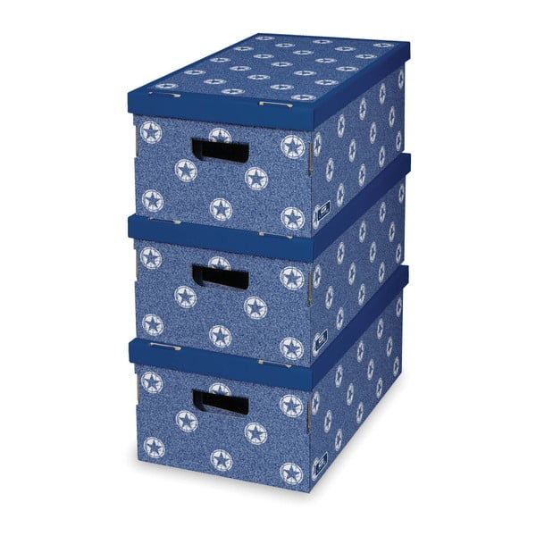 Set od 3 plave Domopak kutije za pohranu