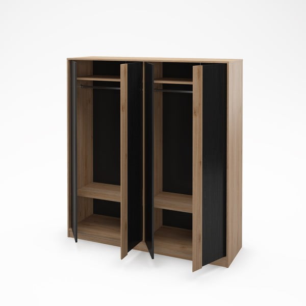 Crni/u prirodnoj boji ormar u dekoru hrasta 180x197,5x53 cm Dennis – Marckeric-image-3