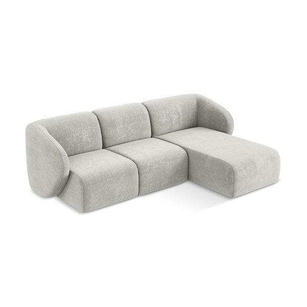 Svijetlo siva kutna garnitura od šenila (s desnim kutom/s ležaljkom) Lani – Makamii-image-2