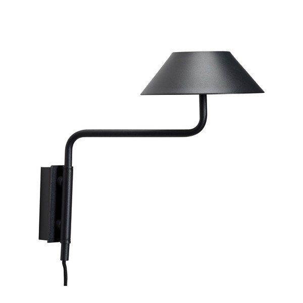 Crna metalna LED zidna lampa s mogućnosti zatamnjivanja s utikačem ø 30 cm Cover – Hübsch-image-3