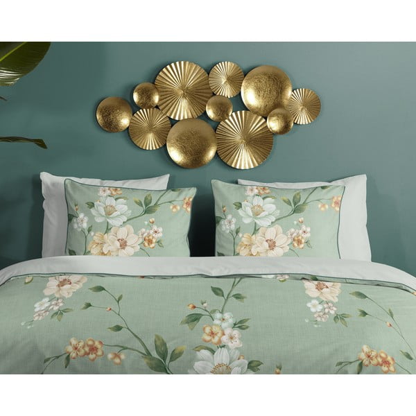 Zelena posteljina za krevet za jednu osobu/za produženi krevet od pamučnog satena 140x220 cm Sizena – Descanso-image-2