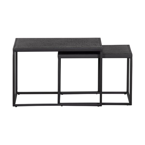 Set od 2 crna pomoćna stola od metala DRVO Febe-image-1