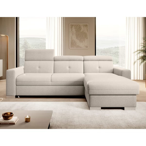 Bež sklopiva/s prostorom za odlaganje kutna garnitura (s desnim kutom/s ležaljkom) Fresia – ELTAP-image-1