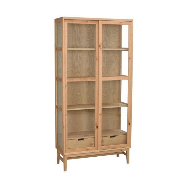 Vitrina u dekoru hrasta s kliznim vratima u prirodnoj boji 100x203 cm Hazelton – Rowico-image-3