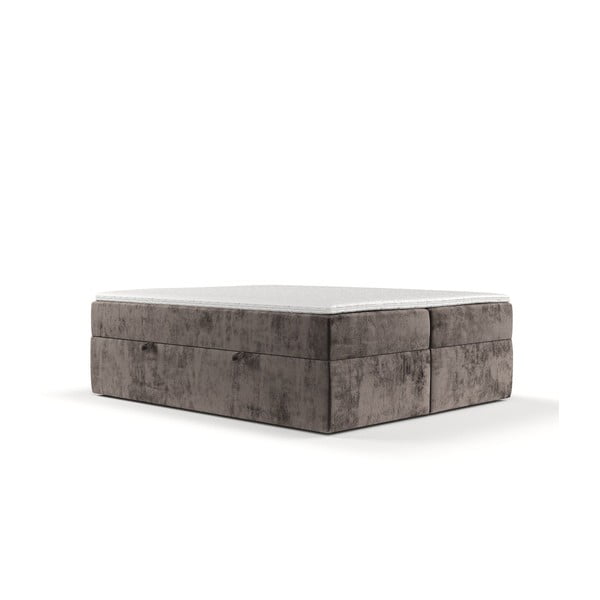 Smeđi boxspring krevet s prostorom za pohranu 200x200 cm Yoko – Maison de Rêve