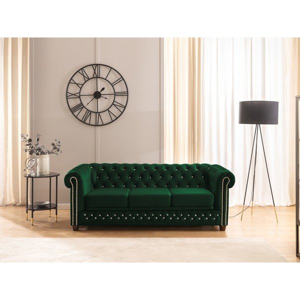 Zelena baršunasti sklopiva sofa 203 cm York Blik – Ropez-image-1
