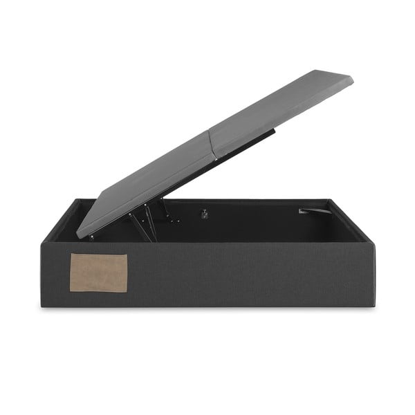 Crni tapecirani bračni krevet s prostorom za odlaganje/bez uzglavlja 140x190 cm Matters – Kave Home-image-3