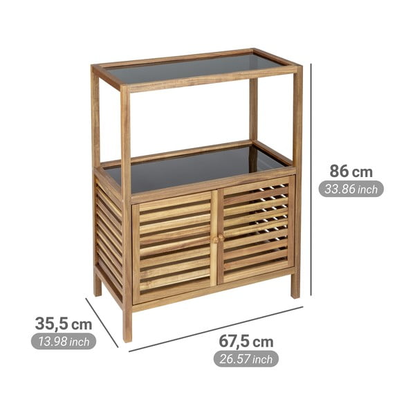 Crni/u prirodnoj boji nizak kupaonski ormarić od masivnog bagrema 67,5x86 cm Fondi – Wenko-image-2