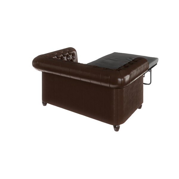 Tamno smeđi kauč na razvlačenje od imitacije kože 148 cm York - Ropez-image-4