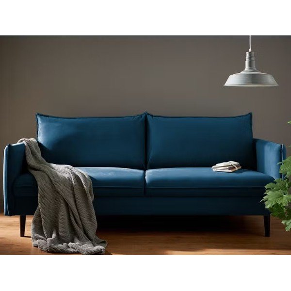 Tamno plava baršunasta sofa 203 cm Juli – Ropez-image-1