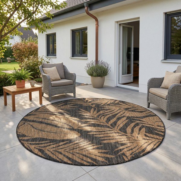 Crni/smeđi okrugao unutarnji i vanjski tepih ø 160 cm Mira 1451 – Ayyildiz Carpets-image-1