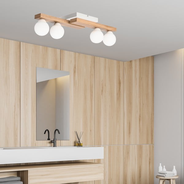 Bijela/u prirodnoj boji stropna svjetiljka sa staklenim sjenilom ø 12 cm Cortina – LAMKUR-image-3