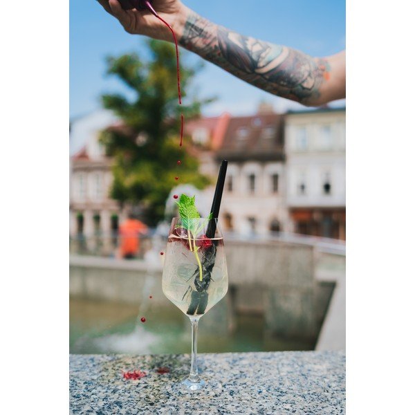 Set od 6 crnih staklenih slamki Vialli Design, dužina 20 cm-image-1